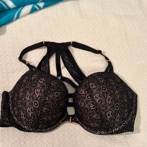Victoria's Secret Black Lace Bra with Strappy Design